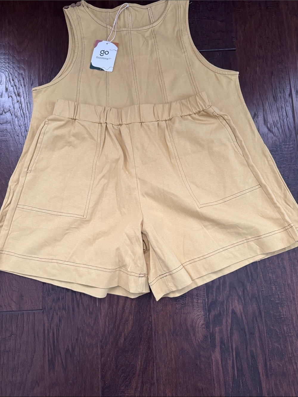 NWT Free People Dup Short Set Yellow Large High-Waist Shorts Swing Top - Picture 4 of 4